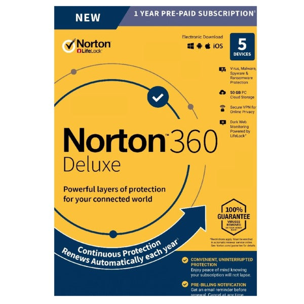Norton 360 Deluxe 5 Device / 1 Year Global Key Code